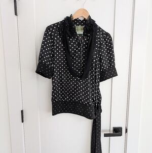 ✨4 for 12 Vintage Black & White Polka Dot Blouse Size 8
